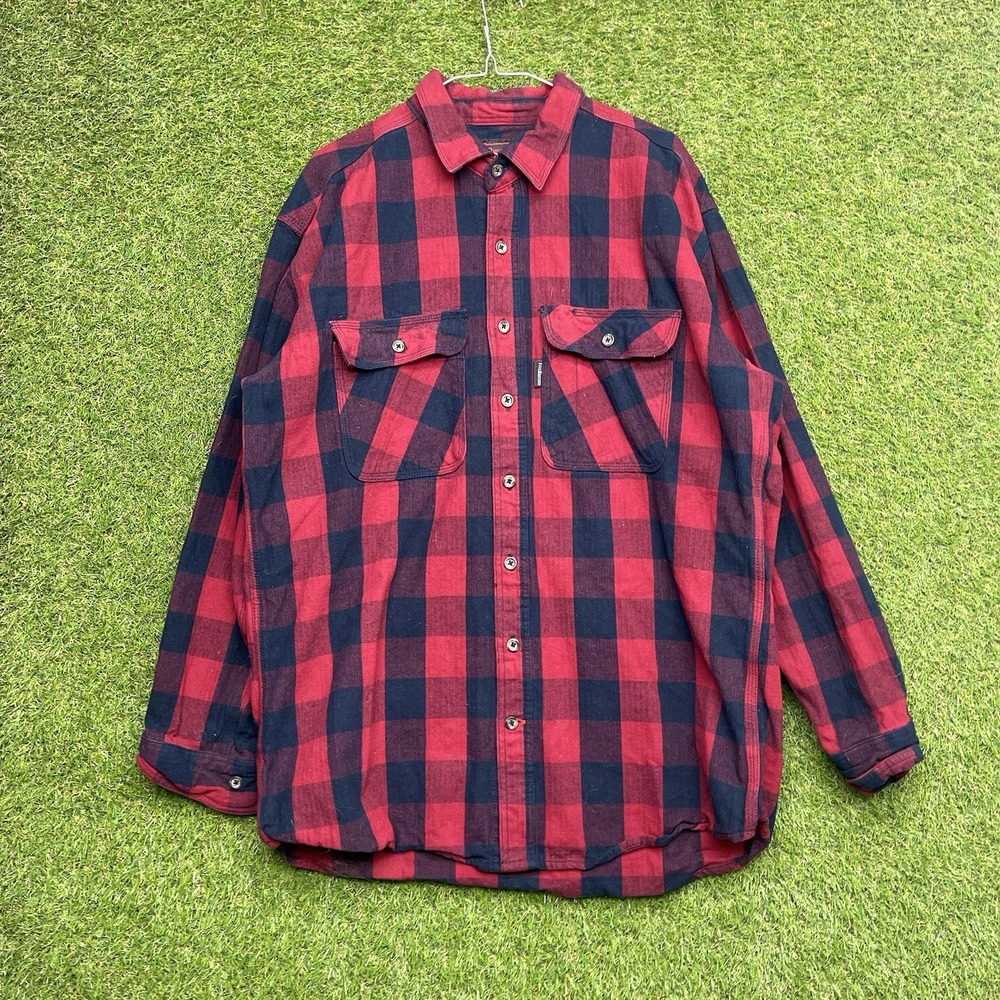 Vintage Five Brother Flannel Shirt Mens XLT Buffalo Check Plaid Heavy Lumberjack